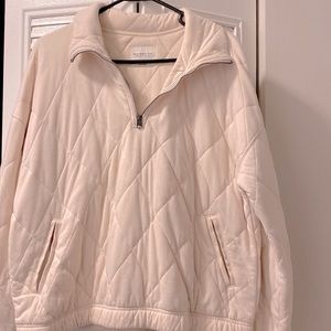 A&F Cream Zip-Up Quilted Sweater